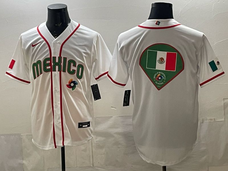 Men 2026 World Cub Mexico Blank White Game Nike MLB Jersey style 0013->more jerseys->MLB Jersey